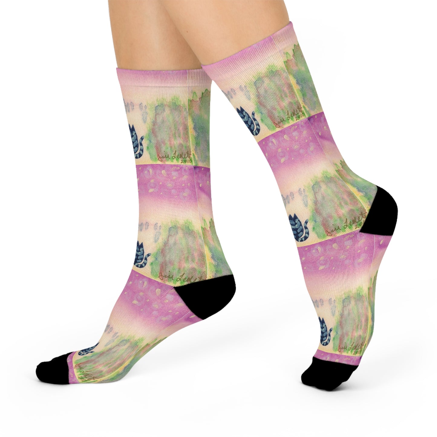 Watercolor Leaf Crew Socks - Comfort Footwear, Gift for Plant Lovers, Cozy Home, Eco-Friendly Fashion, Unique Accessories