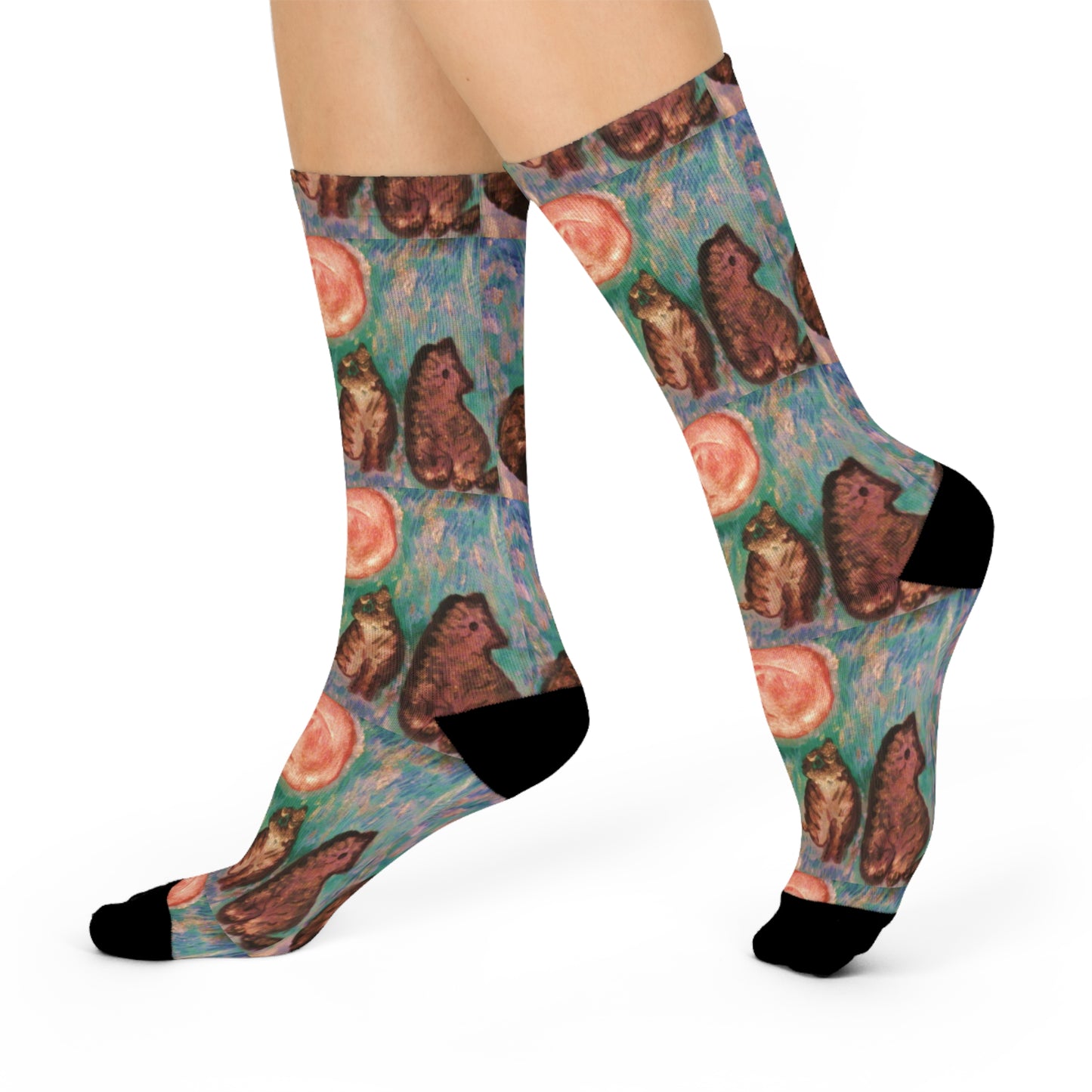Artistic Floral Cushioned Crew Socks - Comfy Gifts for Art Lovers, Cozy Socks for Everyday Wear, Unique Gift for Moms, Socks for Art