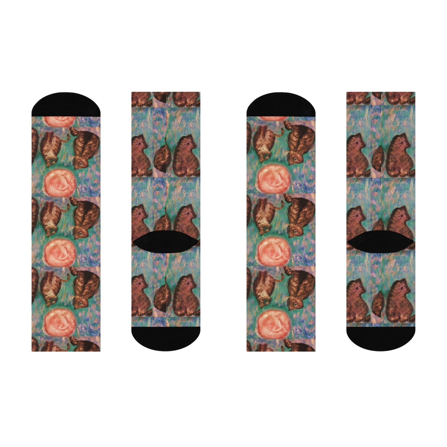 Artistic Floral Cushioned Crew Socks - Comfy Gifts for Art Lovers, Cozy Socks for Everyday Wear, Unique Gift for Moms, Socks for Art
