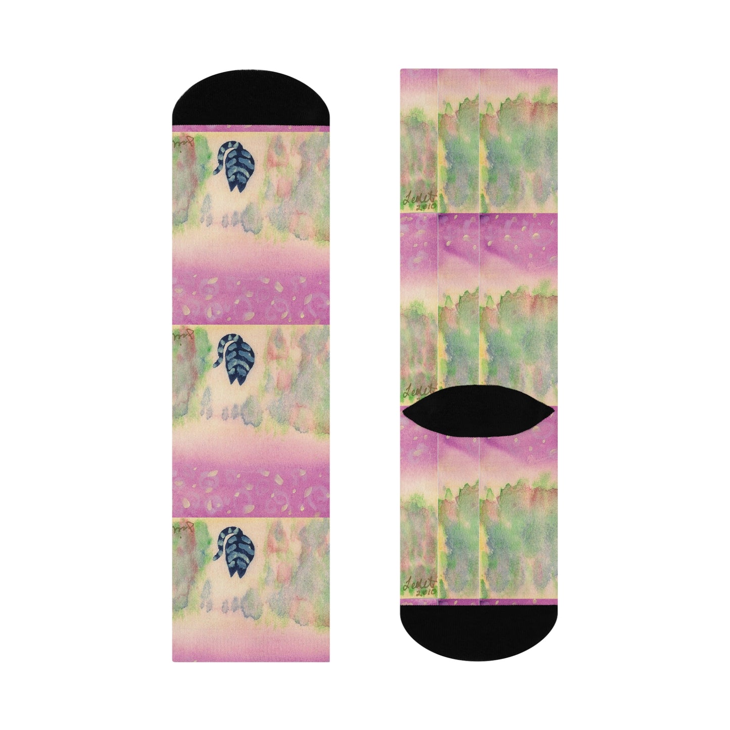 Watercolor Leaf Crew Socks - Comfort Footwear, Gift for Plant Lovers, Cozy Home, Eco-Friendly Fashion, Unique Accessories