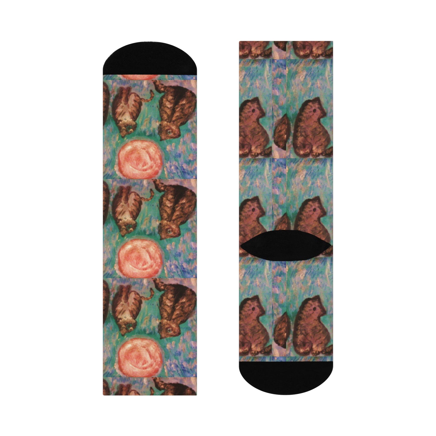Artistic Floral Cushioned Crew Socks - Comfy Gifts for Art Lovers, Cozy Socks for Everyday Wear, Unique Gift for Moms, Socks for Art