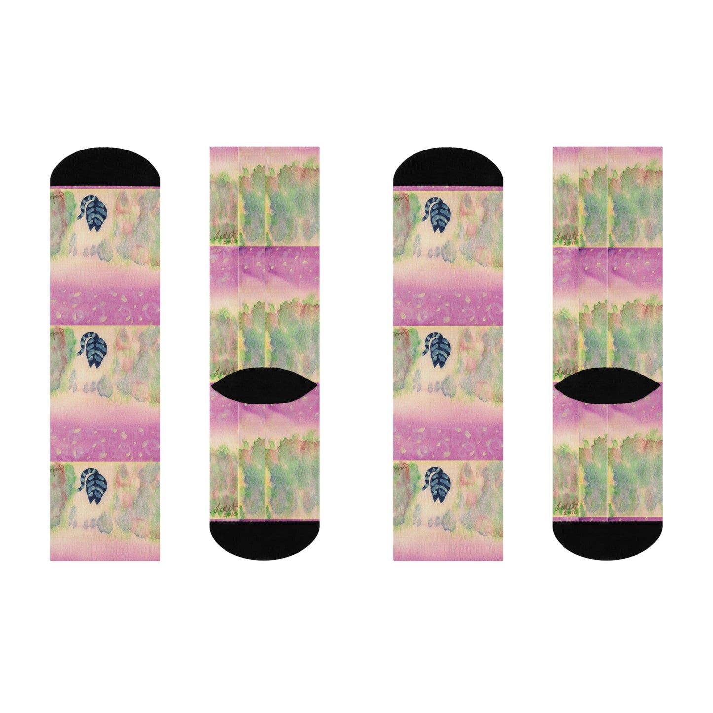 Watercolor Leaf Crew Socks - Comfort Footwear, Gift for Plant Lovers, Cozy Home, Eco-Friendly Fashion, Unique Accessories