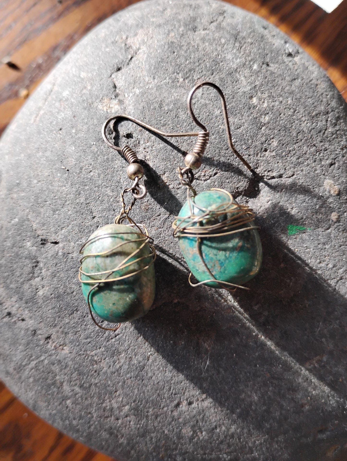 Hand wire wrap Turquoise Earrings