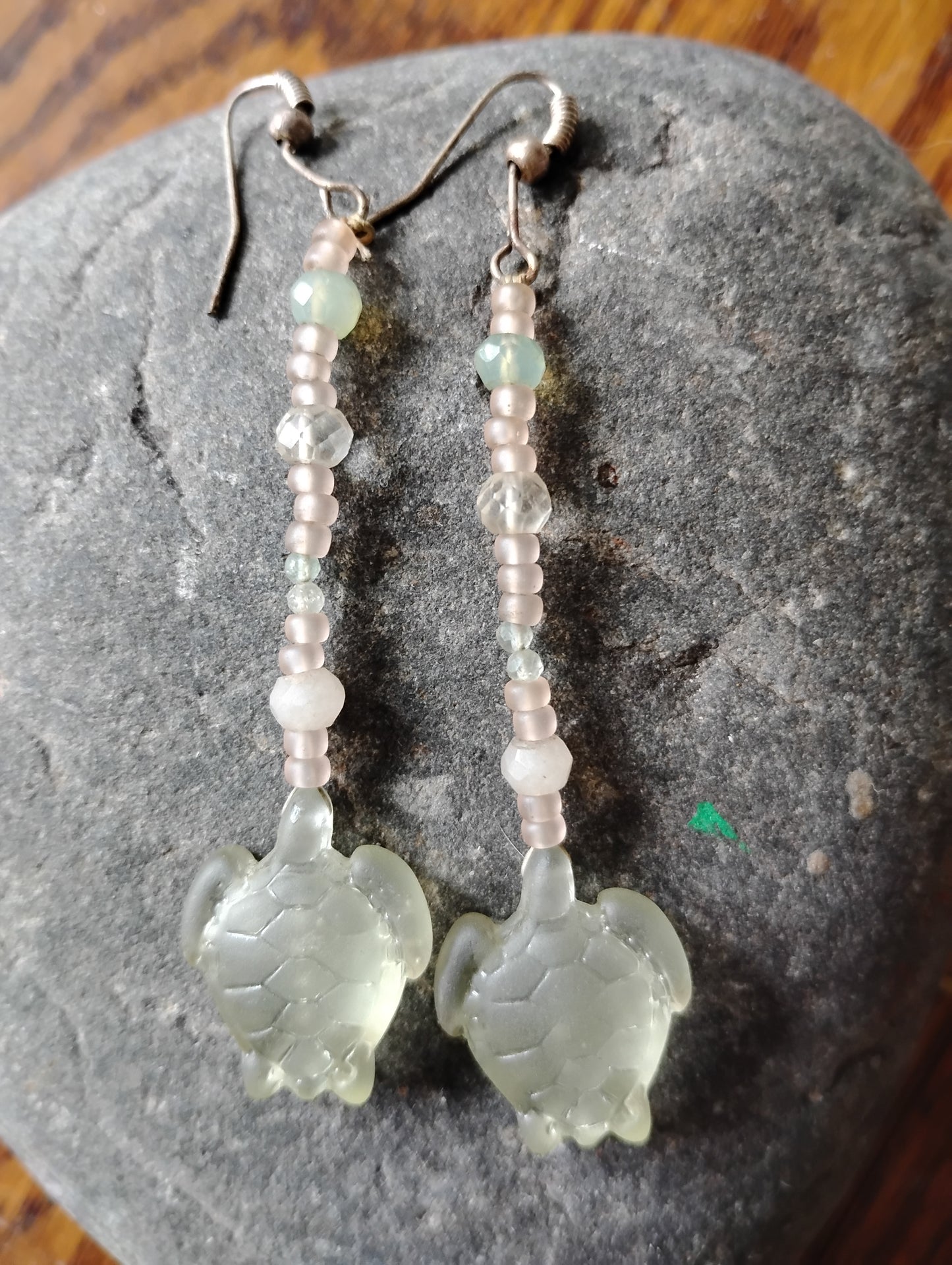 Beautiful Sea Glass Sea Turtle Earrings