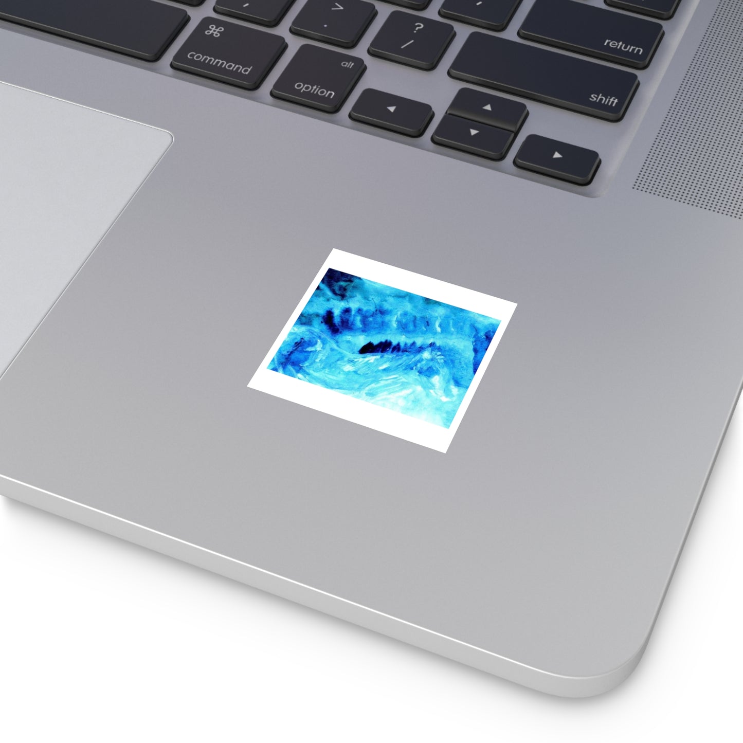 Abstract Blue Watercolor Horse Waves Square Sticker | Ocean Art Vinyl Sticker