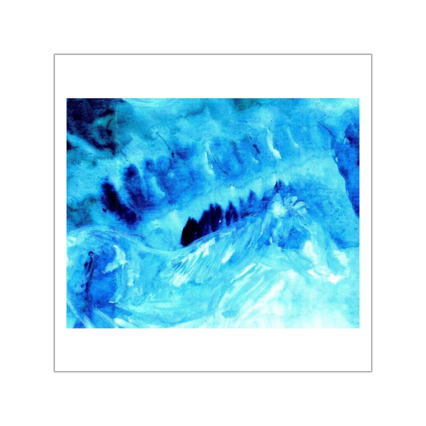 Abstract Blue Watercolor Horse Waves Square Sticker | Ocean Art Vinyl Sticker