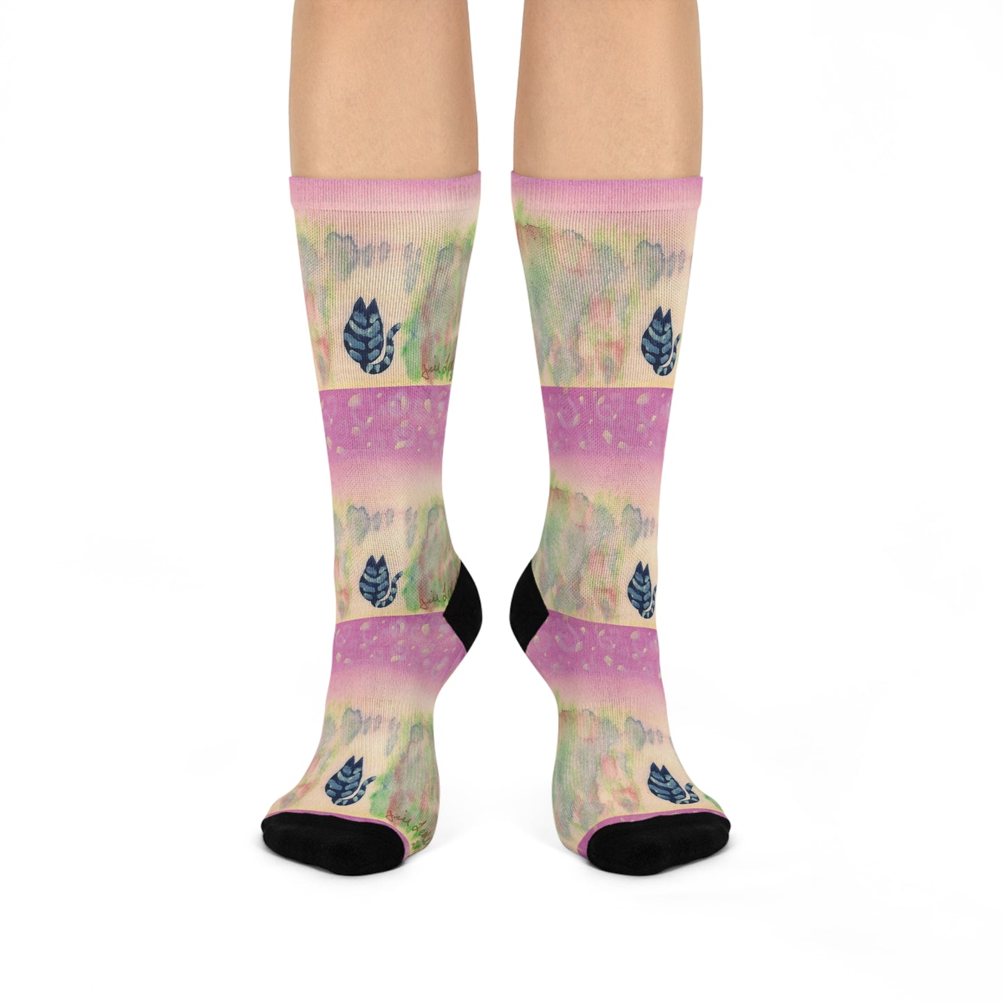 Watercolor Leaf Crew Socks - Comfort Footwear, Gift for Plant Lovers, Cozy Home, Eco-Friendly Fashion, Unique Accessories