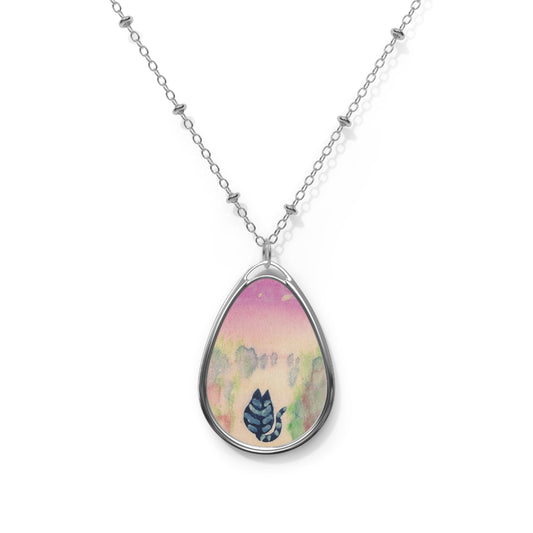 Nature-Inspired Oval Necklace, Bohemian Jewelry, Leaf Pendant, Gift for Her, Trendy Accessories, Personalized Jewelry