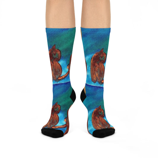 Artistic Cushioned Crew Socks, Cozy Gift for Art Lovers, Fun Statement Socks for Casual Wear, Colorful Home Accessory, Perfect for All