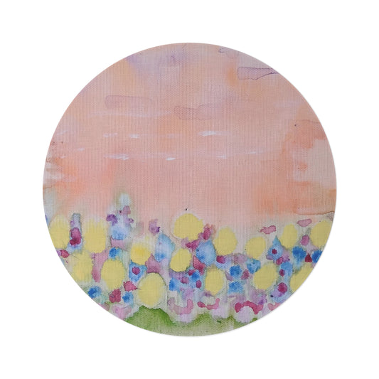 Pastel Floral Round Rug, Decorative Floor Mat, Boho Area Rug, Cozy Living Room Decor, Spring Home Accessory, Perfect for Weddings